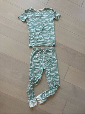 Kids Sweet Bamboo Whale Print Mint Green Pajama Set (9)